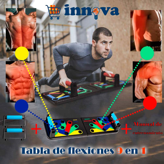 Tabla de Flexiones 9 en 1, Ejercita Todo tu Cuerpo en Casa